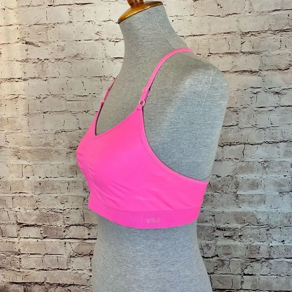 VSX Victoria’s Secret Sports Bra Pink Racerback Low Medium Impact Size Large